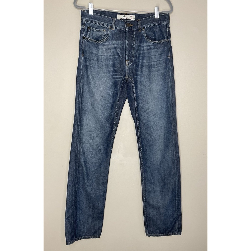 Lacoste Denim Regular Straight Leg Dark Mid Rise‎ Casual Jeans Mens 32x34